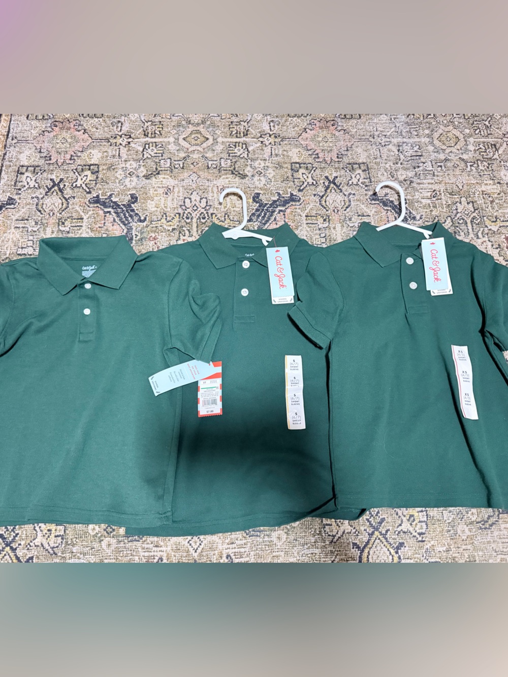 Boys Cat & Jack Forrest Green Uniform Polo Sz 4/5 & 6/7